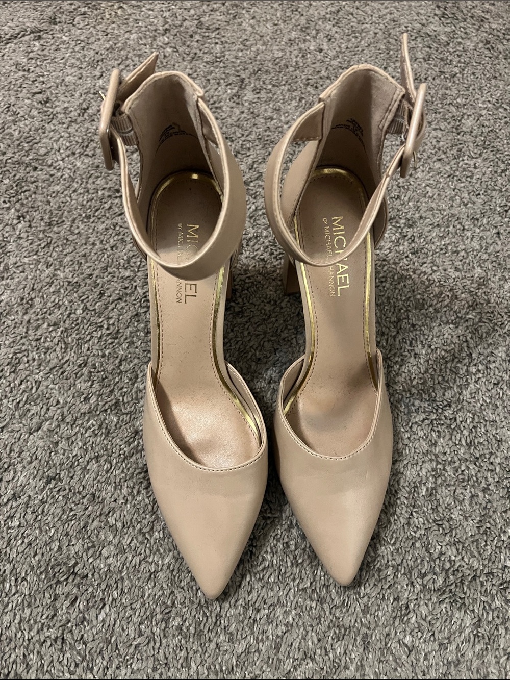 MICHAEL Michael Kors Nude Pointed-Toe Ankle-Strap Heels